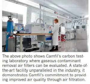 Camfil's carbon testing laboratory where gaseous contaminant removal air filters can be evaluated